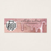 Glam Roze Goud Dikke Glitter Drips Oorbellen Logo Mini Visitekaartjes (Voorkant)