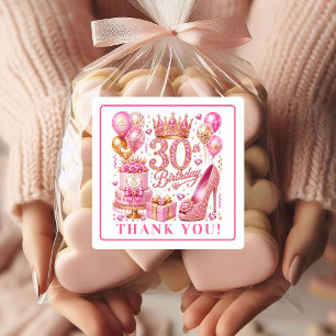 Glam Roze Goud Glitter 30th Verjaardag Stickers