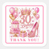 Glam Roze Goud Glitter 30th Verjaardag Stickers (Voorkant)