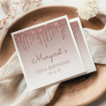 Glam Roze Goud Glitter Drip 70ste Verjaardagsfeest