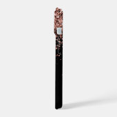 Glam Roze Goud Glitter Elegante Monogram iPhone 15 Case (Linkerkant)