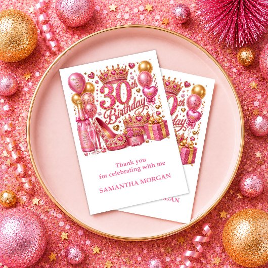 Glam Roze Goud Glitters 30e Verjaardag Bedankt
