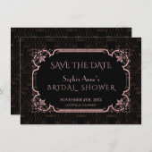 Glam Roze Goud Great Gatsby 20s Bruiloftsfeest Save The Date (Voorkant / Achterkant)