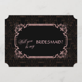 Glam Roze Goud Great Gatsby Wees Mijn Bruidsmeisje Kaart