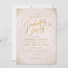 Glam roze goud kalligrafie eindexamenfeest kaart