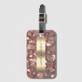 Glam Roze Goud Klomp Glitter Metaalfolie Bagagelabel (Voorkant (verticaal))