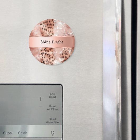 Glam Roze Goud Luipaard Kerst Magneet (Insitu (Koelkast))