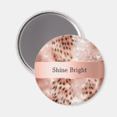 Glam Roze Goud Luipaard Kerst Magneet (Voorkant / Achterkant)