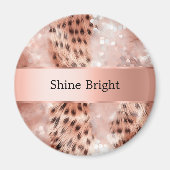 Glam Roze Goud Luipaard Kerst Magneet (Voorkant)