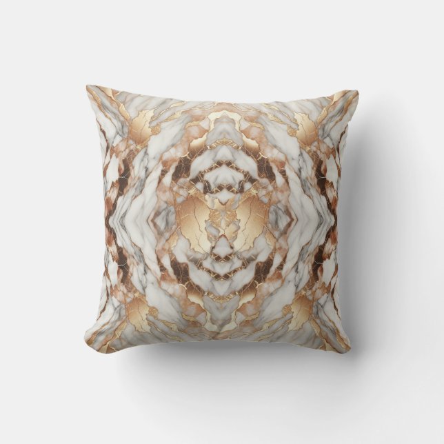 Glam Roze Goud Luxe Modieuze Marmer Kussen (Voorkant)