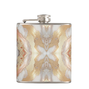 Glam Roze Goud Luxe Trendy Marmer Vlinder Heupfles