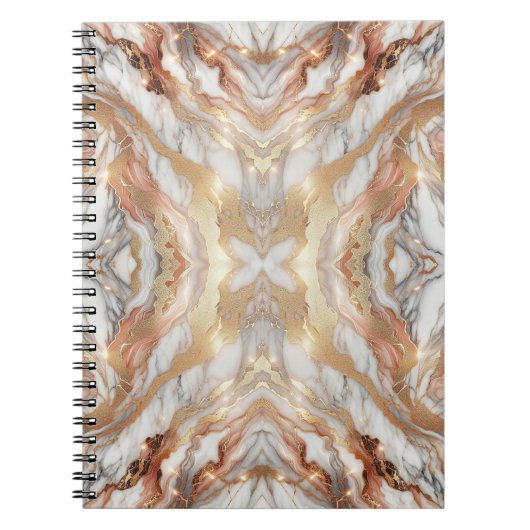 Glam Roze Goud Luxe Trendy Marmer Vlinder Notitieboek (Voorkant)