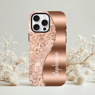 Glam Roze Goud Nep Folie Luipaard Vlekken Naam Case-Mate iPhone Case