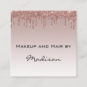 Glam Roze Goud Nep Glitter Druppels Make-up Arties Vierkante Visitekaartje