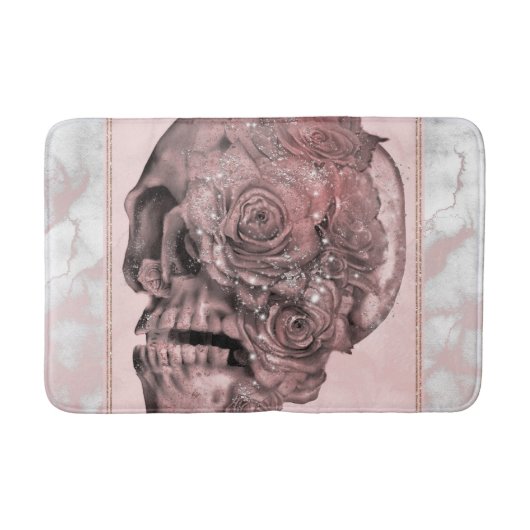 Glam Roze Goud Roze Schedel Marmer Badmat (Voorkant)