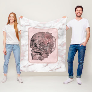 Glam Roze Goud Roze Schedel Marmer Fleece Deken