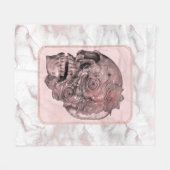 Glam Roze Goud Roze Schedel Marmer Fleece Deken (Voorkant (Horizontaal))