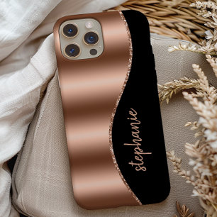 Glam Roze Goud Signature Nep Folie Golf Zwart Case-Mate iPhone Case