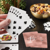 Glam Roze Goud Trendy Script Monogram Pokerkaarten (Insitu)