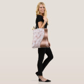 Glam Roze Goud Witte Marmer Metallic Naam Tote Bag (Op model)