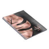 Glam Roze Goud Zwart Metallic Notitieboek (Rechterzijde)
