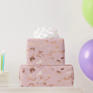 Glam Roze Gouden Blush Abstracte Verjaardag Cadeaupapier