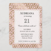 Glam Roze Gouden Blush XOXO Verjaardag Kaart (Voorkant / Achterkant)