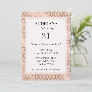 Glam Roze Gouden Blush XOXO Verjaardag Kaart