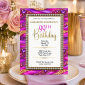Glam Roze Gouden Edelstenen Strata 99e Verjaardag Kaart