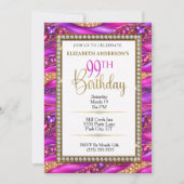 Glam Roze Gouden Edelstenen Strata 99e Verjaardag Kaart (Voorkant)