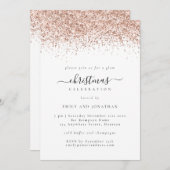 Glam roze gouden glinster Kerstfeest wit Kaart (Voorkant / Achterkant)