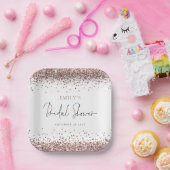 Glam Roze Gouden Glitter Bruidsfeest Papieren Bordje (Feest)