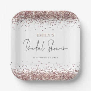 Glam Roze Gouden Glitter Bruiloftsfeest Papieren Bordje