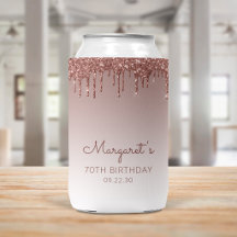 Glam Roze Gouden Glitter Drip 70ste Verjaardagsfee