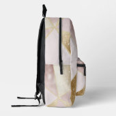 Glam Roze Gouden Glitter Geometrisch Gepersonalise Bedrukte Rugzak (Links)