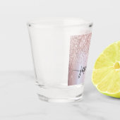 Glam Roze Gouden Glitter Monogram Naam Lettertype Shot Glas (Links)