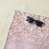 Glam Roze Gouden Glitter Monogram Naam Meisjesacht Strandlaken (In situ)