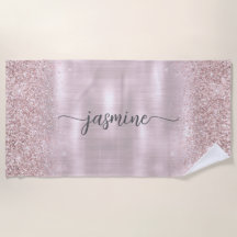 Glam Roze Gouden Glitter Monogram Naam Meisjesacht
