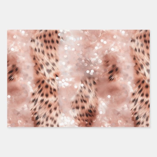 Glam roze gouden luipaard bruiloft inpakpapier vel (Voorkant 3)