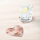 Glam roze gouden luipaard bruiloft kartonnen onderzetters (Insitu)