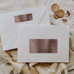 Glam Roze Gouden Metalen Huwelijk Retouradres Etiket