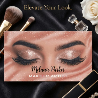 Glam Roze Gouden Zijde Make-up Artiest Visitekaartje