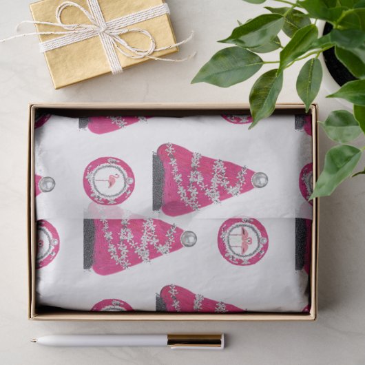 Glam roze Kerst flamingo's Tissuepapier (Geschenk)