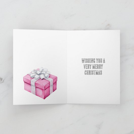 Glam roze kerstbomen in de kerstman kaart (Binnen)