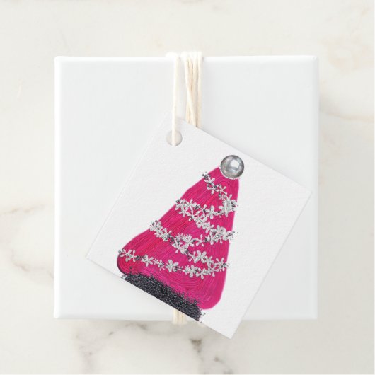 Glam Roze Kerstboom Bedankjes Labels (In situ)