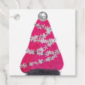 Glam Roze Kerstboom Bedankjes Labels (Voorkant)