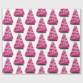 Glam Roze Kerstboom Cadeaupapier (Vlak)