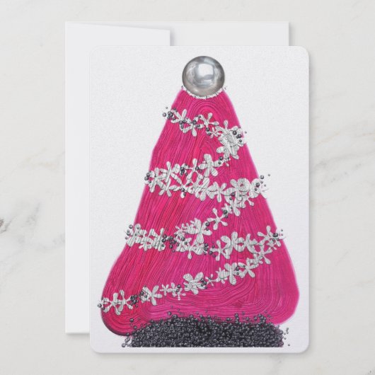 Glam Roze Kerstboom Feestdagenkaart (Voorkant)