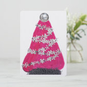 Glam Roze Kerstboom Feestdagenkaart (Staand voorkant)