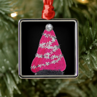 Glam Roze Kerstboom Metalen Ornament